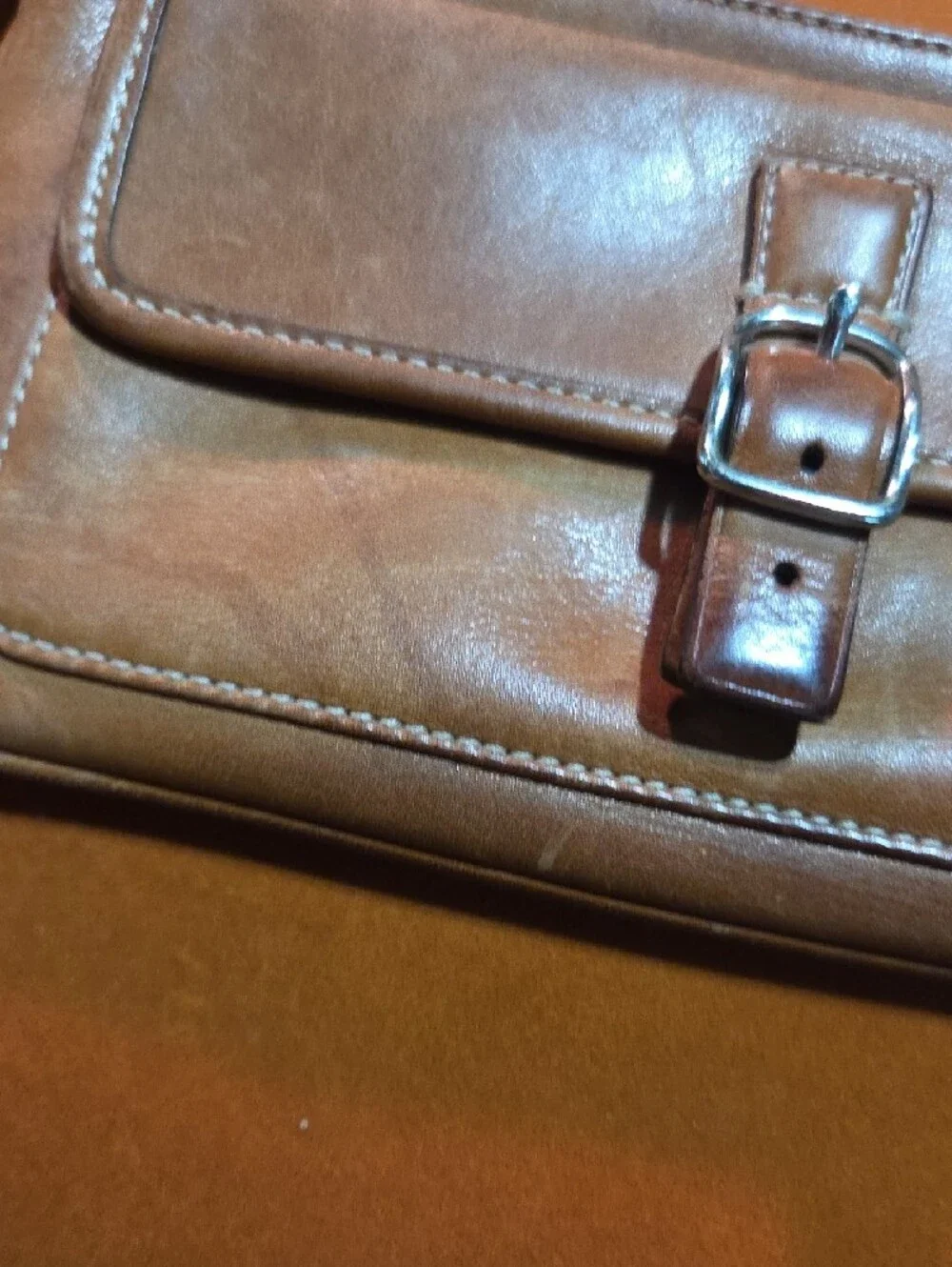 VTG Coach Soho Brown Leather Buckle Flap Wristlet